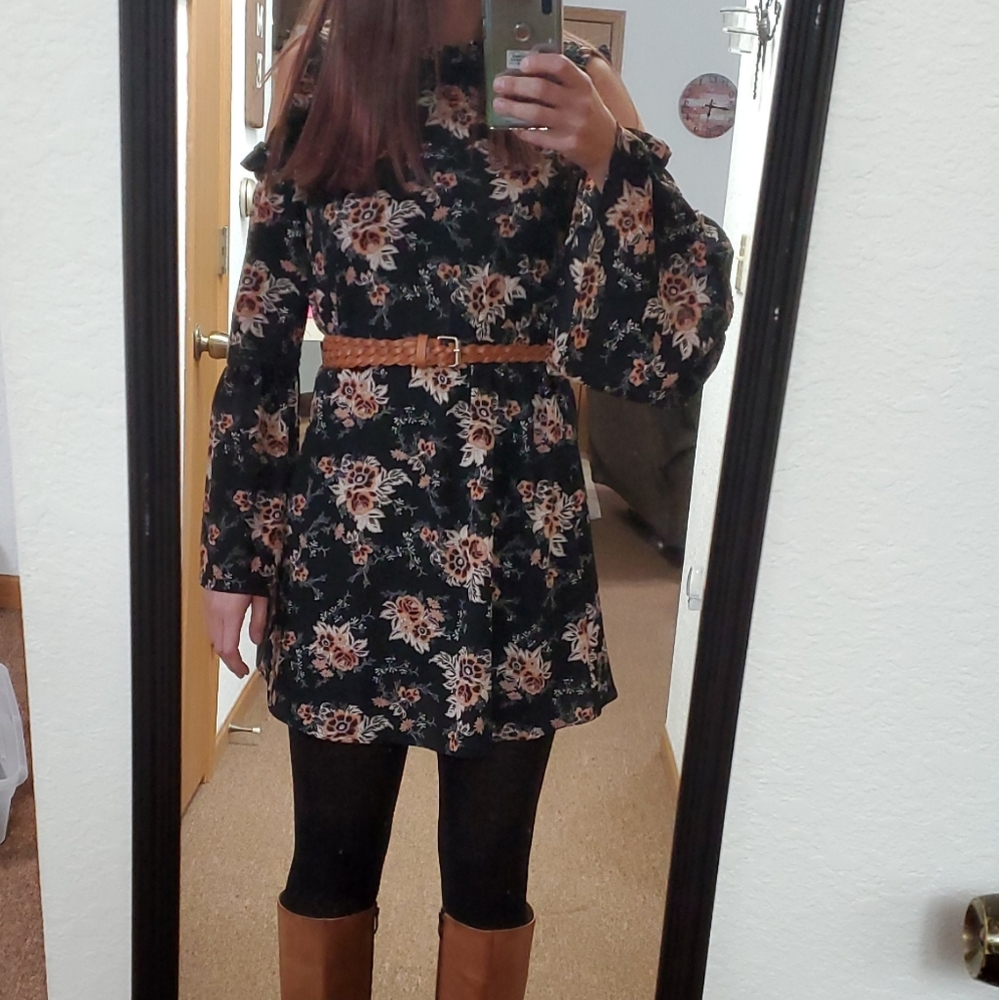 Floral cold shoulder dress